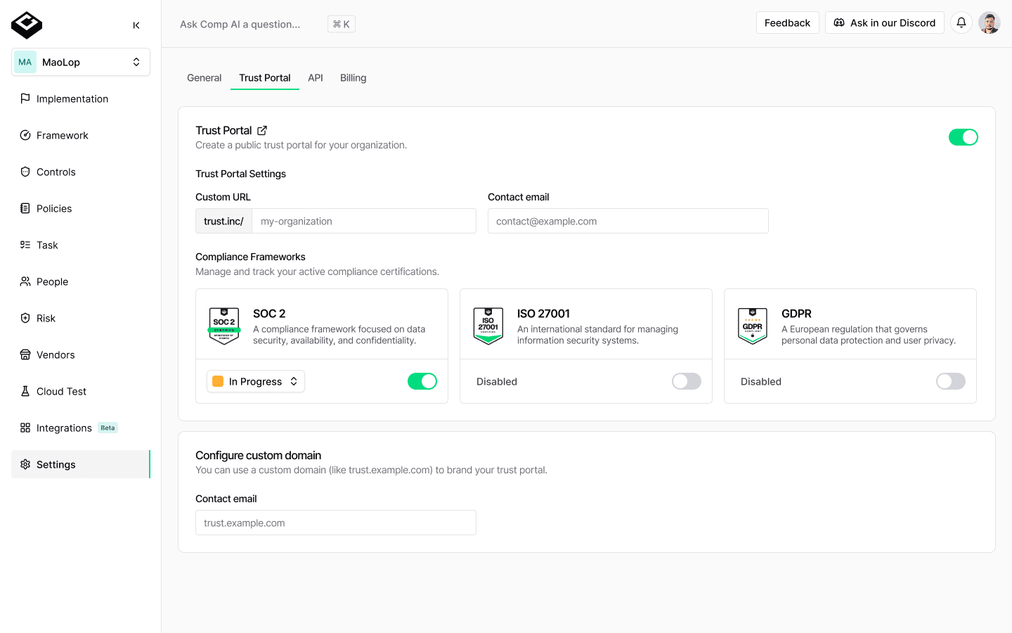Comp AI Dashboard